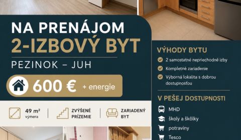 Rent One bedroom apartment, One bedroom apartment, Bystrická, Pezinok,