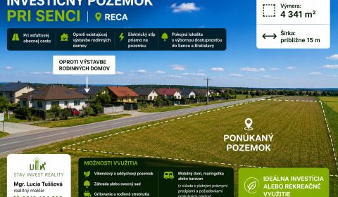 Sale Land – for living, Land – for living, Reca, Senec, Slovakia