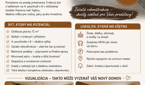 Sale Two bedroom apartment, Two bedroom apartment, Lúčna, Vranov nad T