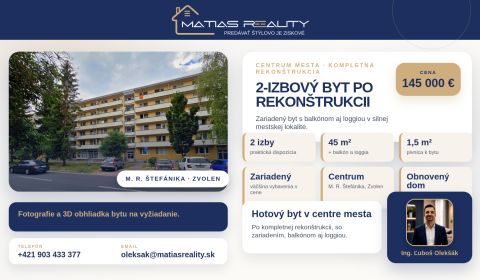 Sale One bedroom apartment, One bedroom apartment, M. R. Štefánika, Zv