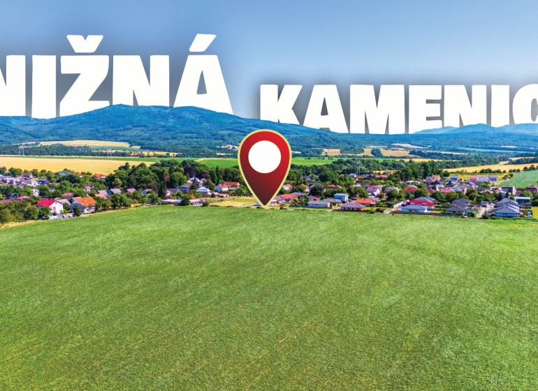 Aerial view of plots - housing near the village of Nižná Kamenica with surrounding greenery.
