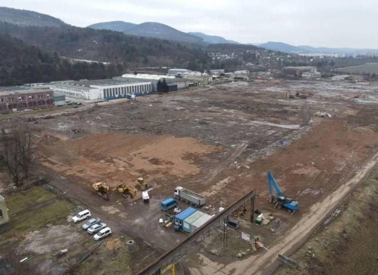 An industrial area in Dubnica nad Váhom suitable for commercial land, with a spacious construction site.