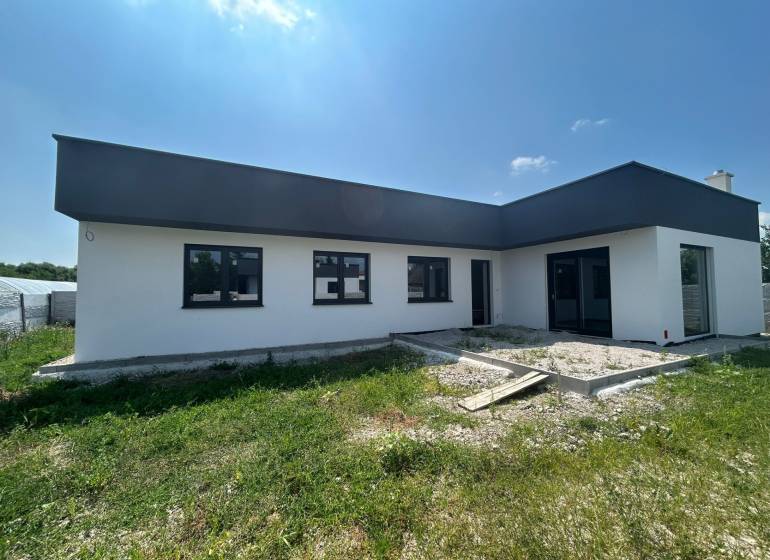 A family house in Žihárec with a garden and modern architectural elements.