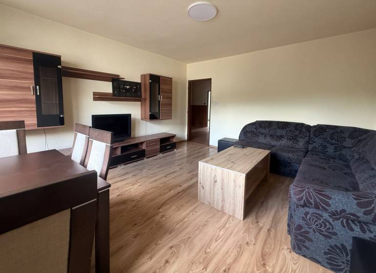 Living room of a family house with furniture, sofa, and television, suitable for business.