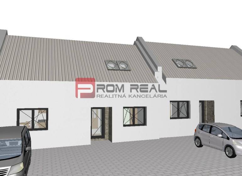 Visualization of a semi-detached house with parked cars, suitable for plots - living in Štefanová.