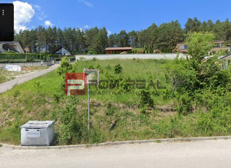 Greenery and houses in Pružina, residential plots at the foot of the forest.