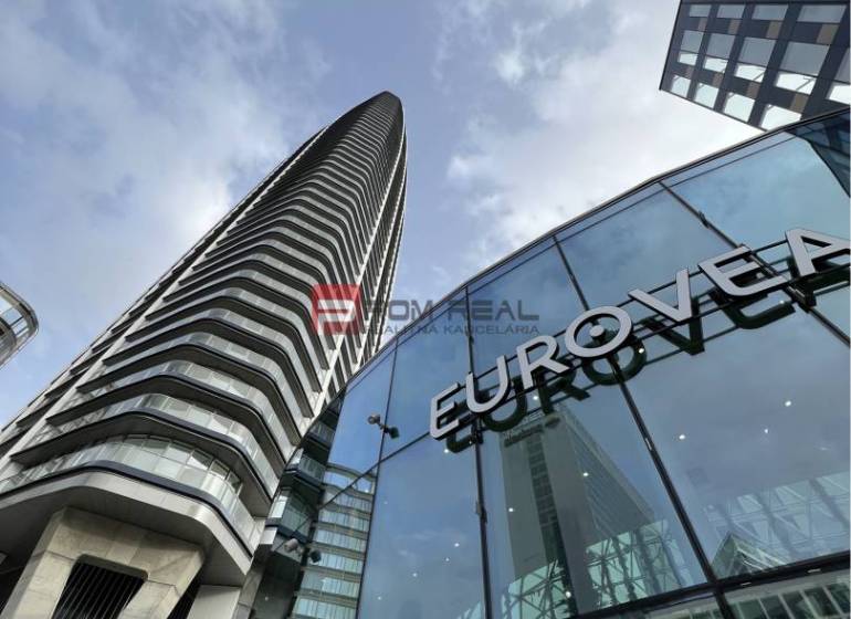 High-rise building and glass facade of commercial premises on Pribinova Street, Bratislava II.