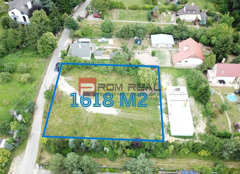 Aerial view of a 1618 m² plot in Marianka on Štúrova Street, Residential land.