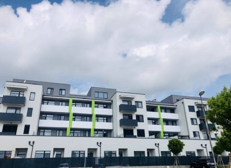 Apartment building on Suvorovova Street in Pezinok, offering 3-room apartments.
