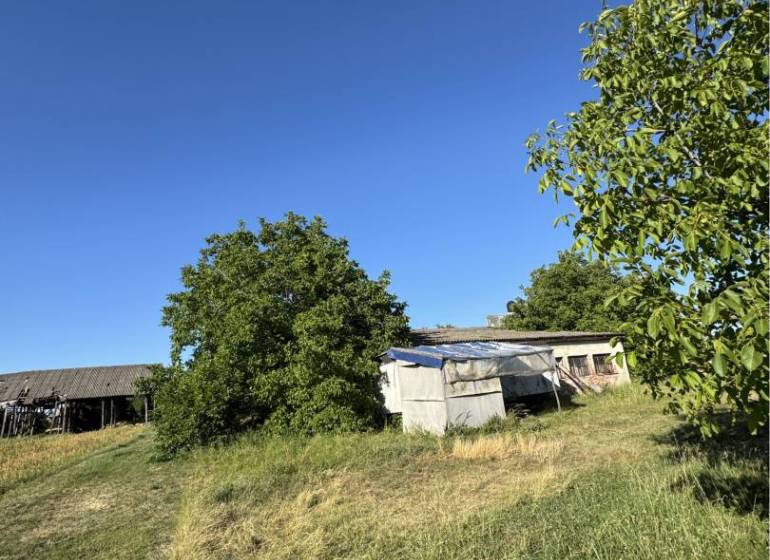 Residential plots in Povoda with grassy area and an older building in the background.