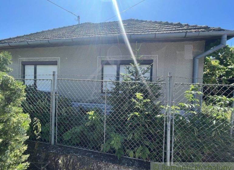 A family house in Nové Zámky, in front of which there is a metal fence and a garden with shrubs.