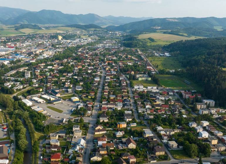 Aerial view of Unique Properties in Žilina, surrounded by nature and greenery.