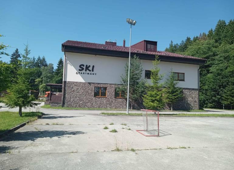 Building in Makov with the sign 