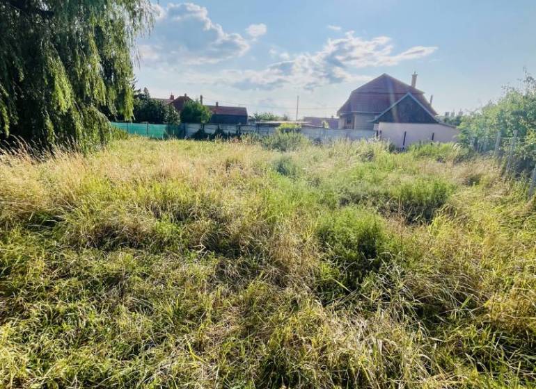 A residential plot on Moča Street in Okoč surrounded by greenery and blue skies.