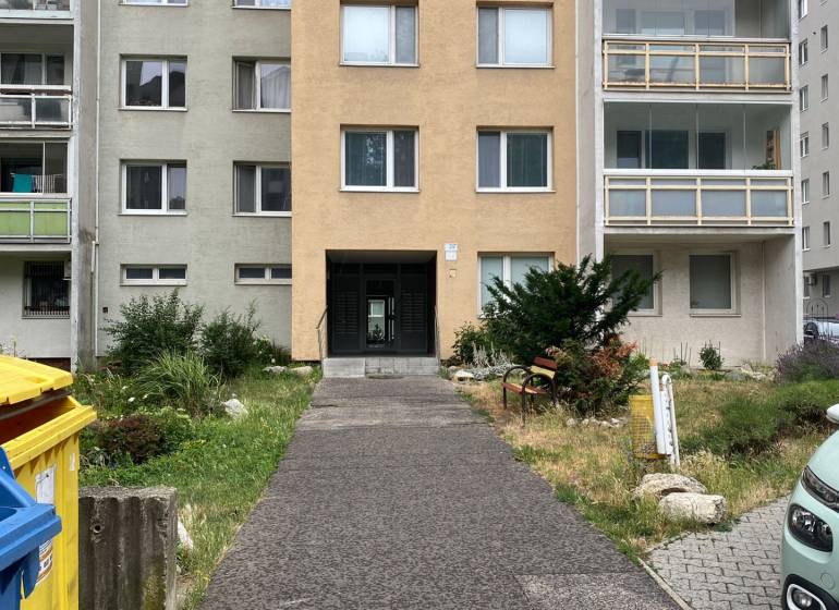 Entrance to the apartment building on Rozvodná Street in Bratislava - Nové Mesto.
