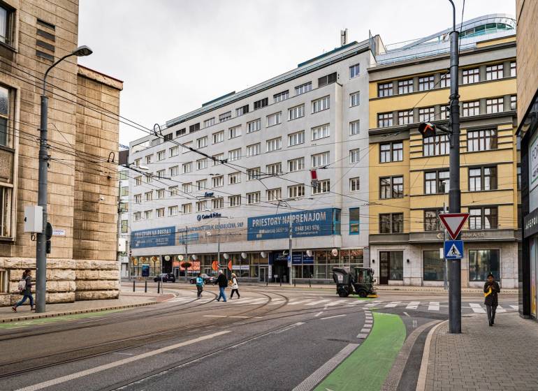 Buildings on Štúrova Street with offices in Bratislava - Old Town.