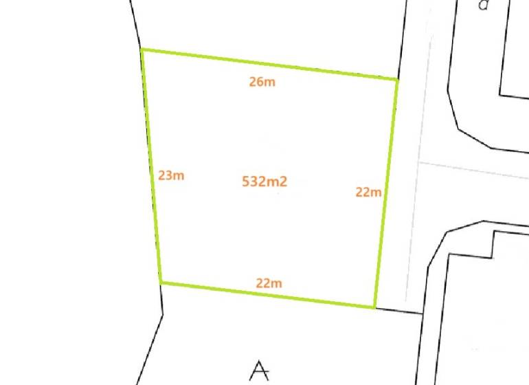 Plot of land with an area of 532 m² on Západná in Moravany nad Váhom, designated for residential use.