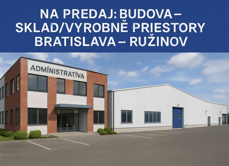 Building for sale in Bratislava - Ružinov: office section and storage spaces.