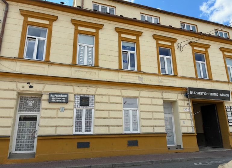 Commercial premises on Ružová Street in Ilava with a historical facade.