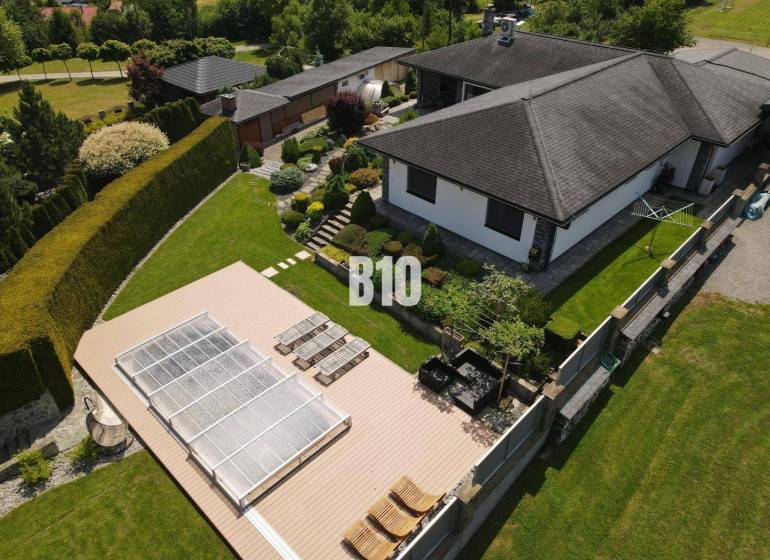 In Súľov-Hradná, there is a villa with a pool on the terrace and a landscaped garden.