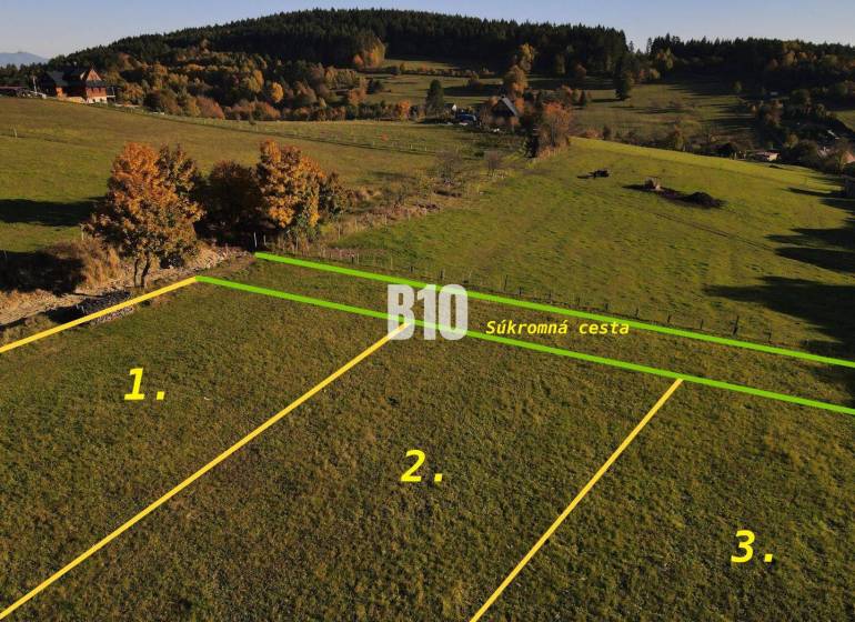 Plots - residential in Petrovice divided into three parts, surrounded by nature and a private road.