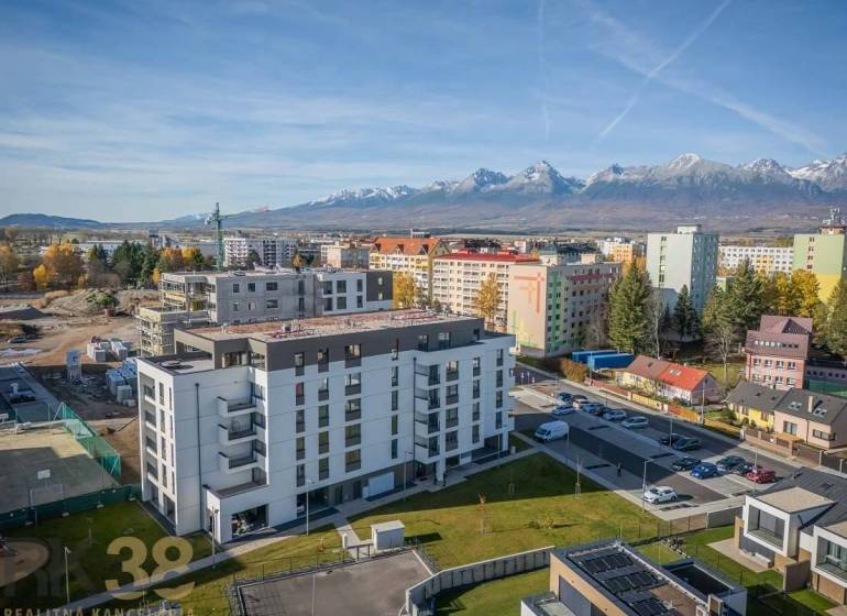 A building in Poprad with a view of the Tatras, suitable for a 2-room apartment.