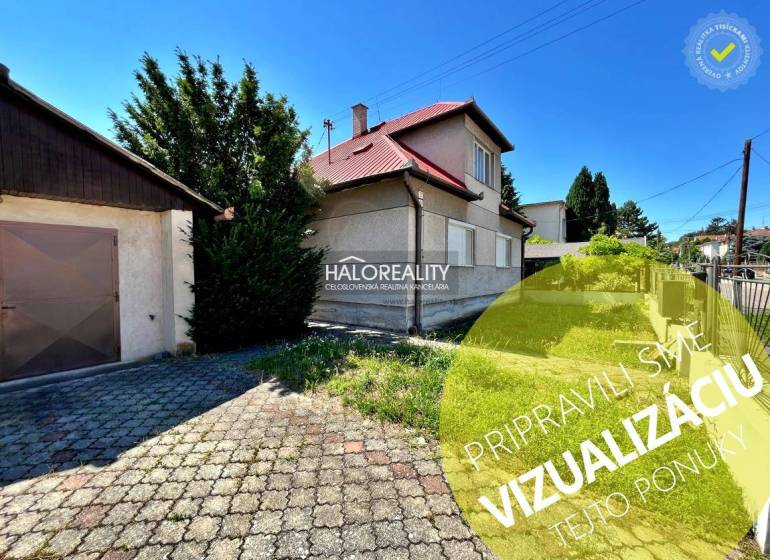 A family house in Levice with a paved courtyard and an annex for processing visualization.