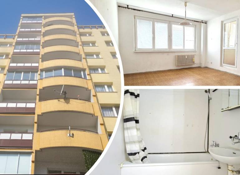 On Pribišova Street in Bratislava - Dlhé diely, an apartment building and a 1-bedroom apartment with a balcony.