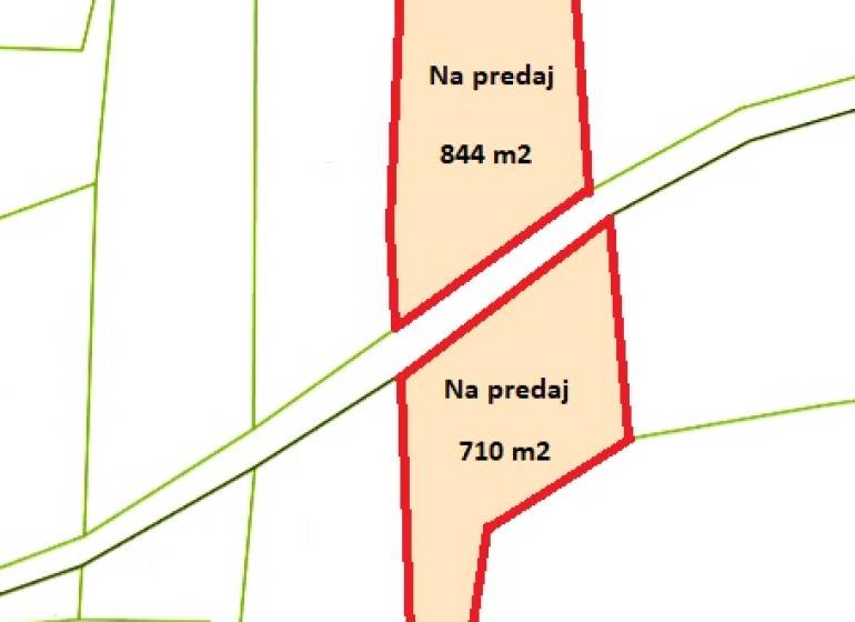 Map of two plots for sale in the Agricultural and Forest Land area, Horná Súča.
