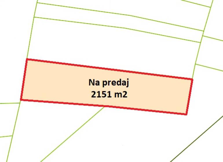 Map with agricultural and forest lands in Horná Súča, marked plot for sale.