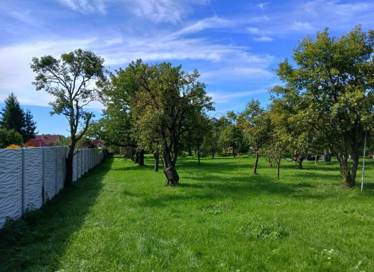 A garden with trees in Nitrianska Blatnica, ideal for residential plots.