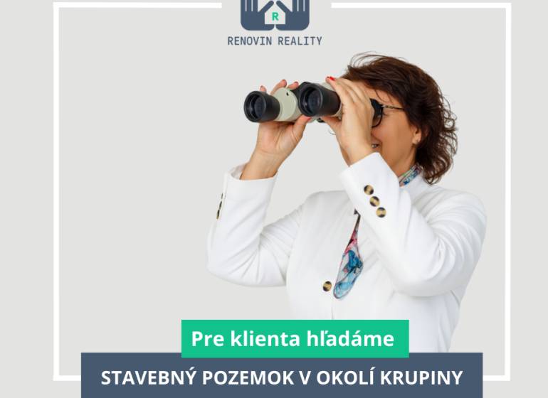 A woman in a white shirt looks through binoculars. Real estate agency Renovin Reality.