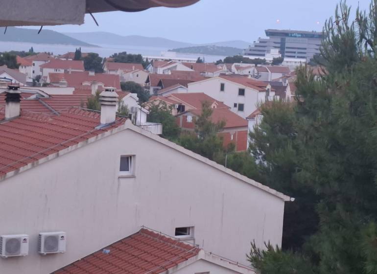 View of the rooftops in the tourist area of a holiday apartment in Vodice.