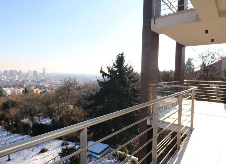 View of Bratislava from the terrace above Broskyňová Street.