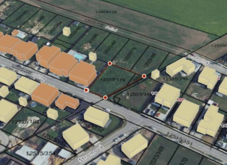 Aerial view of properties - housing on Lúčná Street in Cífer.