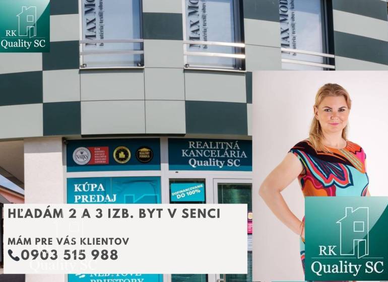 Real estate agency advertisement offering the purchase and sale of 2 and 3-bedroom apartments.