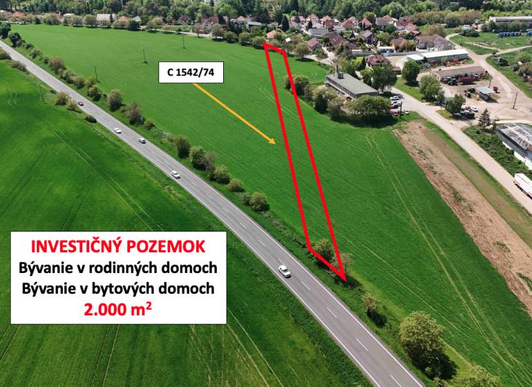 Agricultural and forest land by the road in Blatné suitable for investment housing.