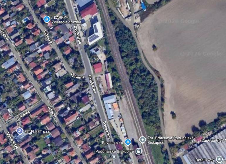 Aerial view of Podunajské Biskupice, Dvojkrížna Street, type of land - commercial.