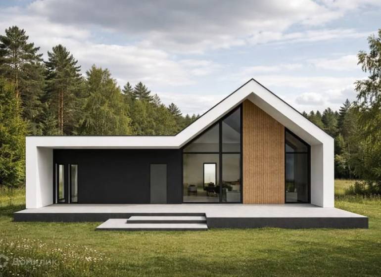 The family house on the property in Pavlice is surrounded by greenery and forest.