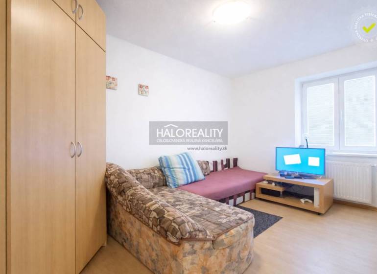 Studio apartment with a sofa, television, and wardrobe, floor with wood decor.