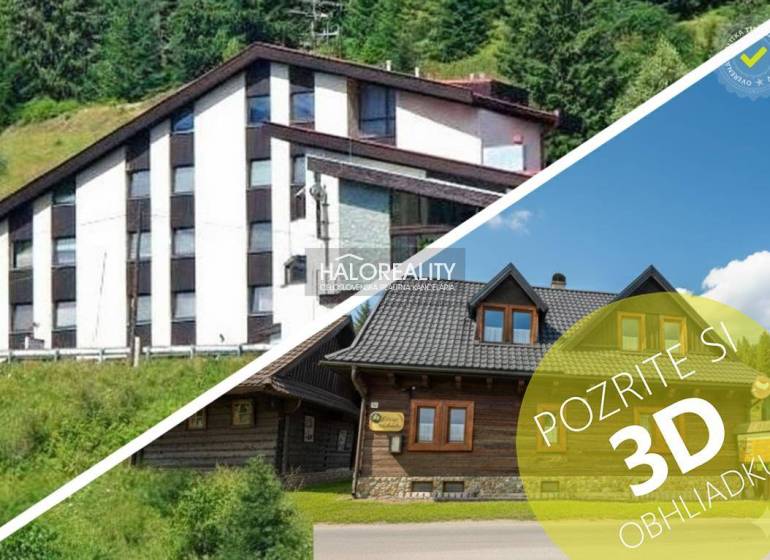 Hotels and guesthouses in the village of Vyšná Boca surrounded by forests with the option of a 3D tour.