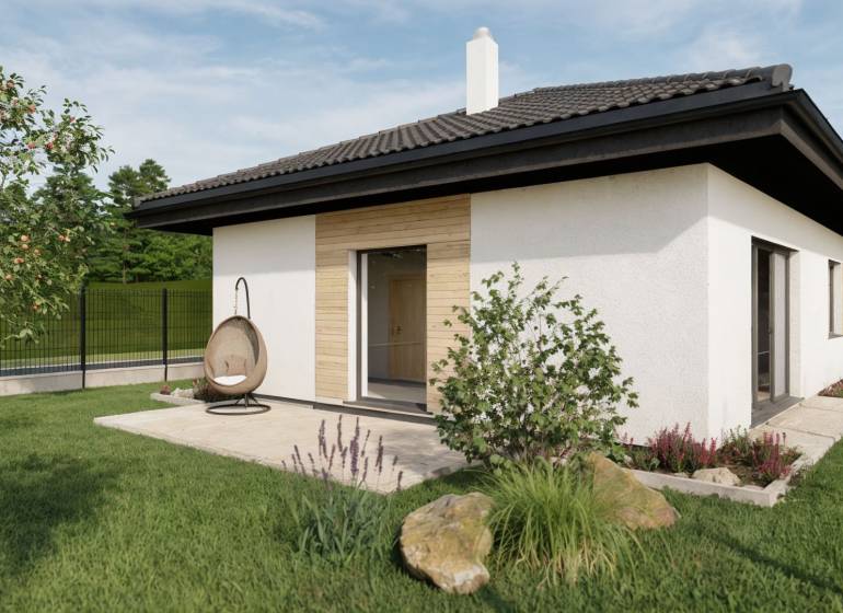 A family house on Kostolná in Drahovce with a terrace and a garden full of greenery.