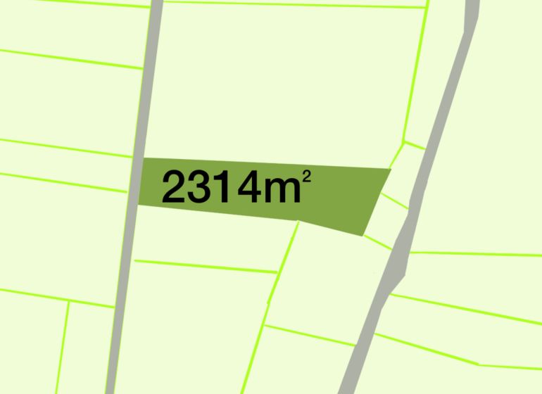 Land for residential use in Pravenec with an area of 2314 m², shown on the map.