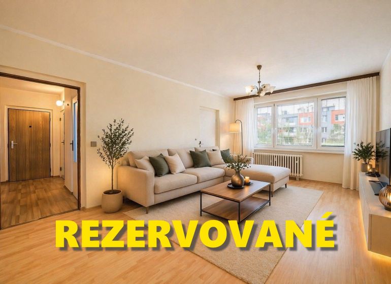2-room apartment with wood-patterned flooring, a light-colored sofa, and large windows.