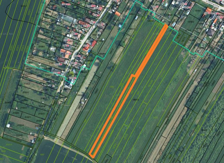 Aerial map of agricultural and forest lands in Šenkvice with parcel numbers.