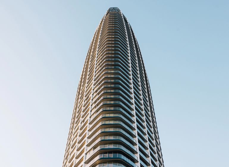 Construction of apartments in Bratislava - Ružinov on Pribinova Street, modern architecture.