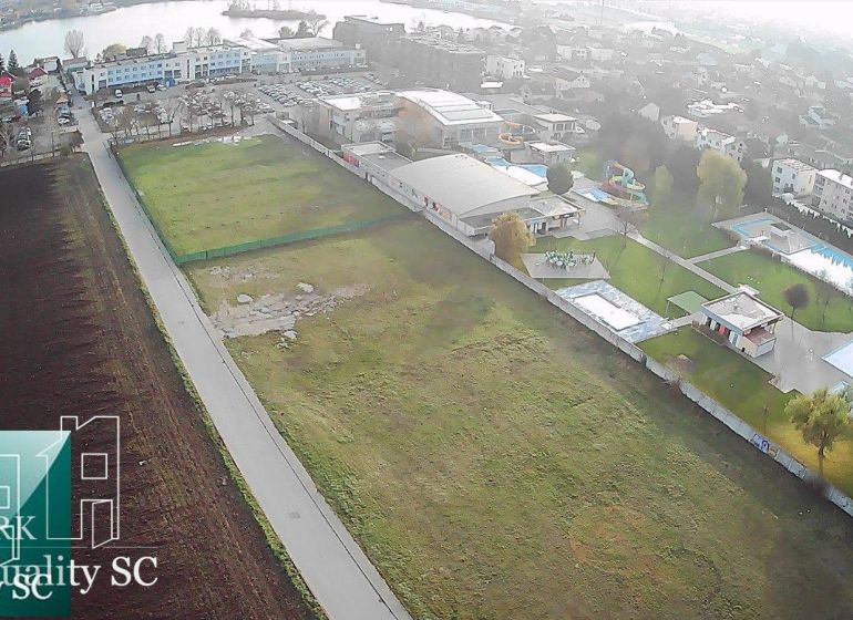 Aerial view of residential plots in Senec, Sunny Lakes North, near the water area.