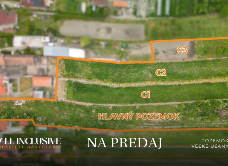 Residential plots in Veľké Úľany, divided into C1, C2, C3, main plot.