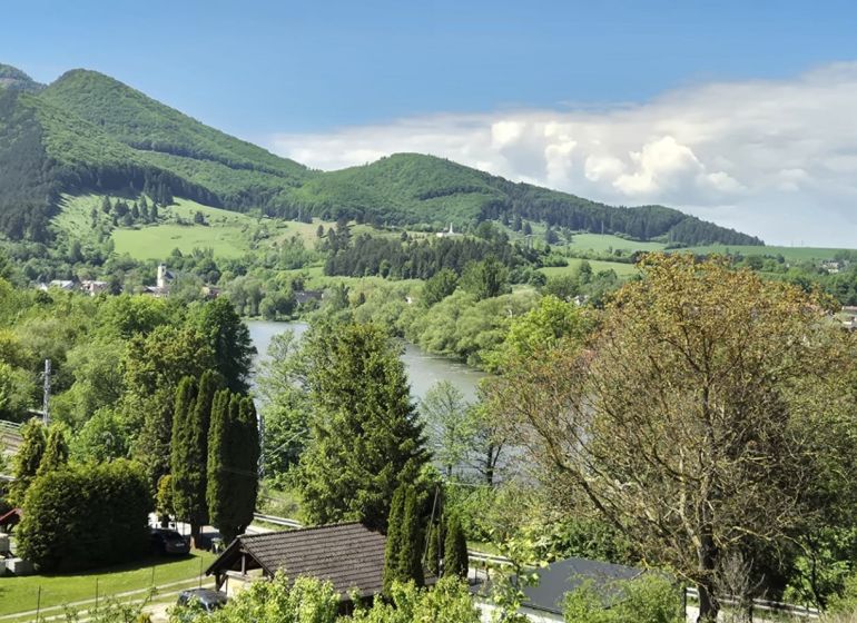 View of the green hills and river from Varín, Rozbehov Street, Residential plots.
