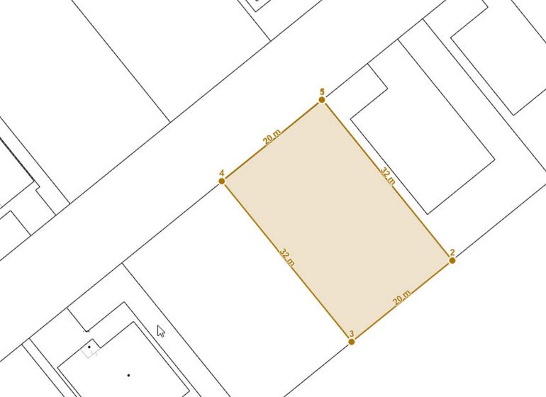 A map of a residential plot in Dvory nad Žitavou, ideal for building a house.